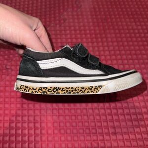 Vans Toddler 7 Black Sneakers with Leopard Print Sole